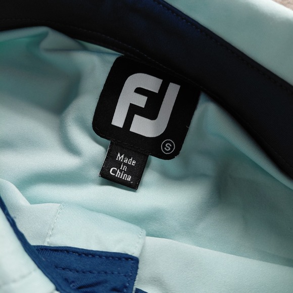 FJ Footjoy Polo Shirt Mens SMALL Short Sleeve Golf Light Sea Green Blue - Picture 6 of 8